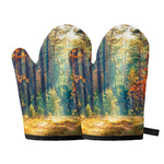 Autumn Forest Print Oven Mitts