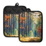 Autumn Forest Print Pot Holders With Pocket