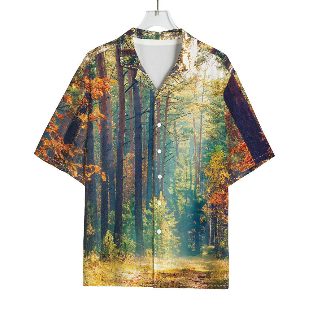 Autumn Forest Print Rayon Hawaiian Shirt