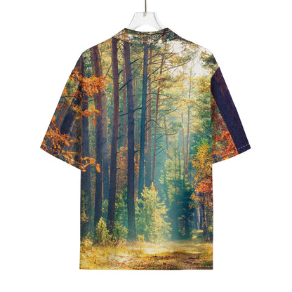 Autumn Forest Print Rayon Hawaiian Shirt