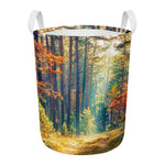 Autumn Forest Print Round Laundry Basket