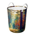 Autumn Forest Print Round Laundry Basket
