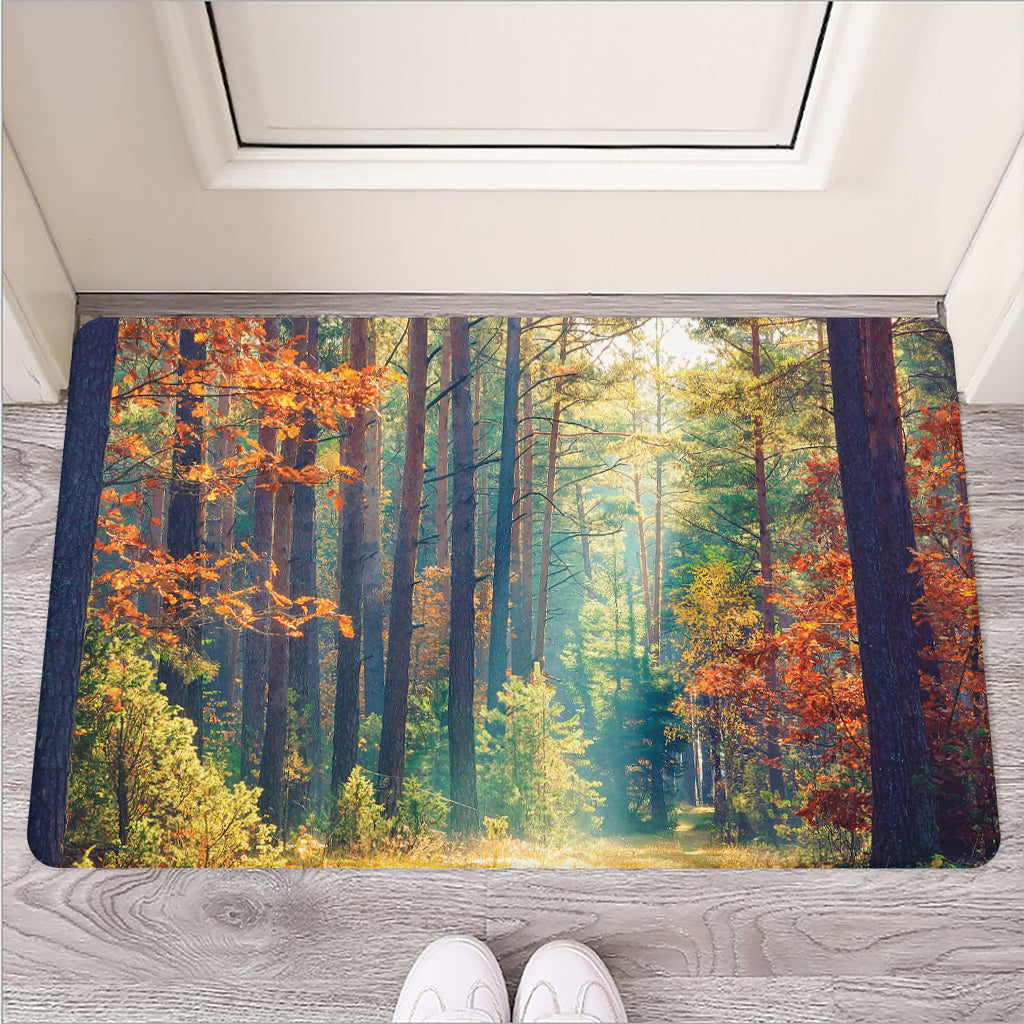 Autumn Forest Print Rubber Doormat