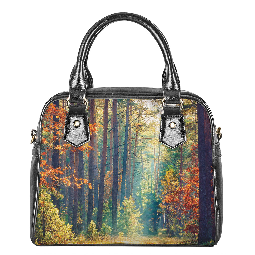 Autumn Forest Print Shoulder Handbag