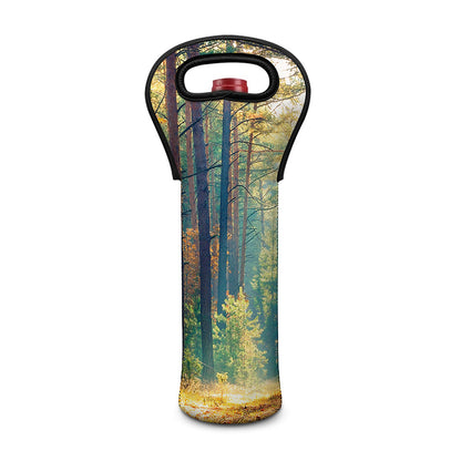 Autumn Forest Print Single Neoprene Wine Tote