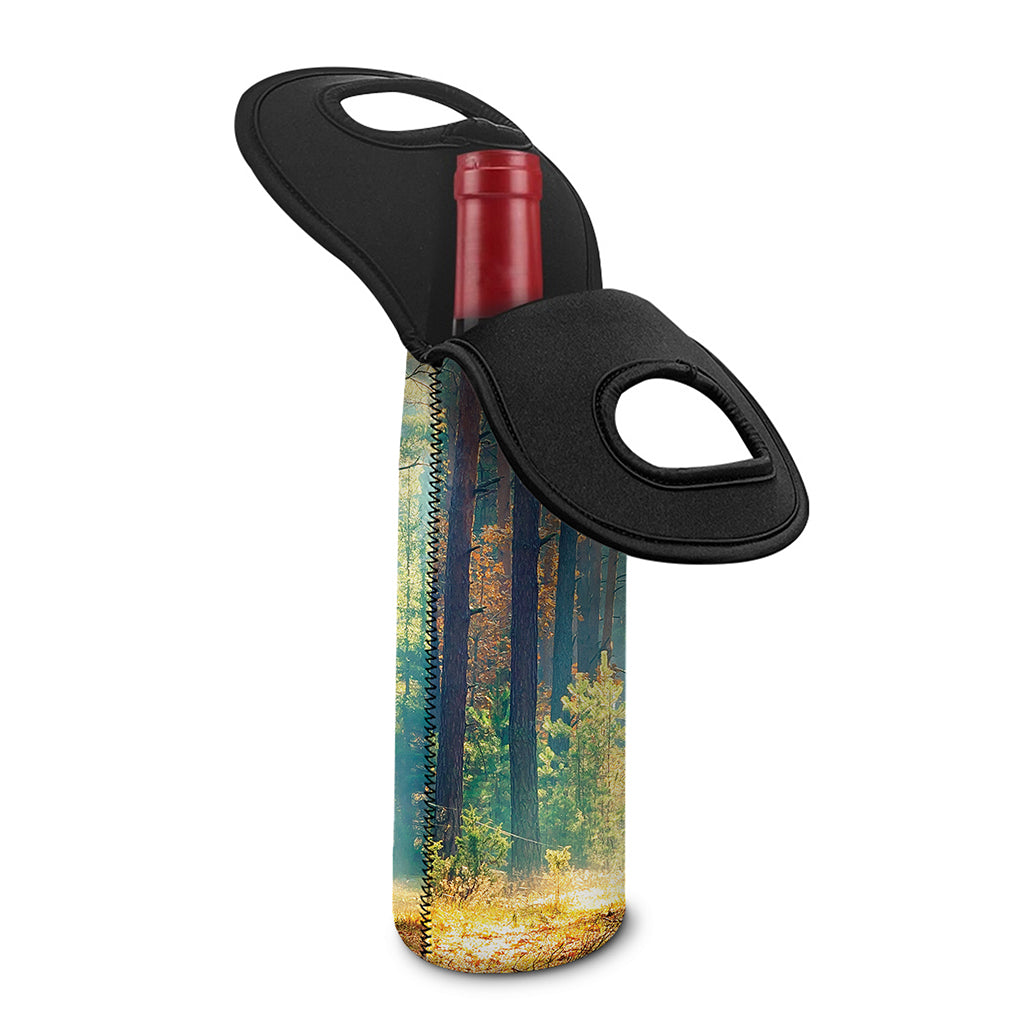Autumn Forest Print Single Neoprene Wine Tote