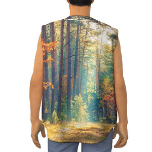 Autumn Forest Print Sleeveless Baseball Jersey