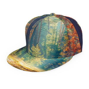 Autumn Forest Print Snapback Cap