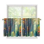 Autumn Forest Print Tier Curtains