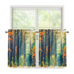 Autumn Forest Print Tier Curtains