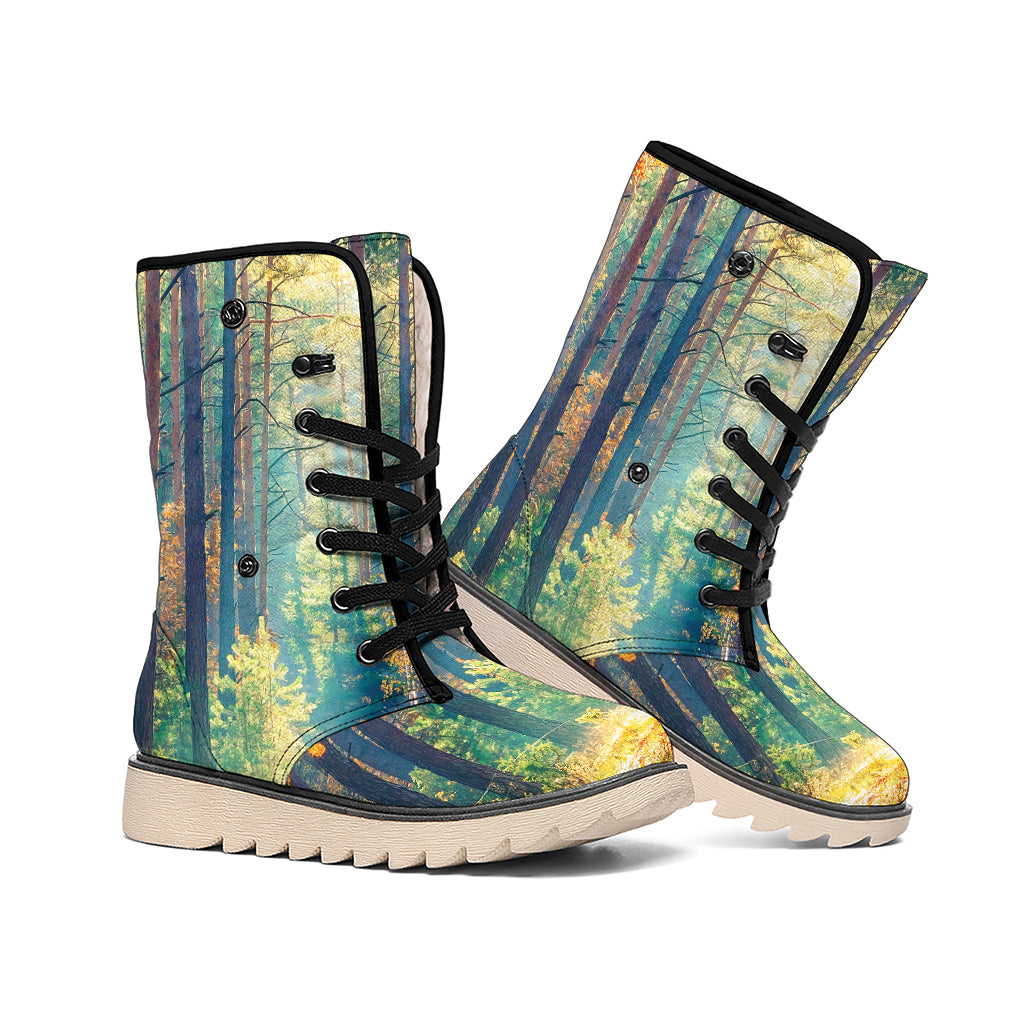 Autumn Forest Print Winter Boots