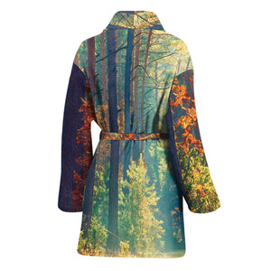 Autumn Forest Print Women's Bathrobe