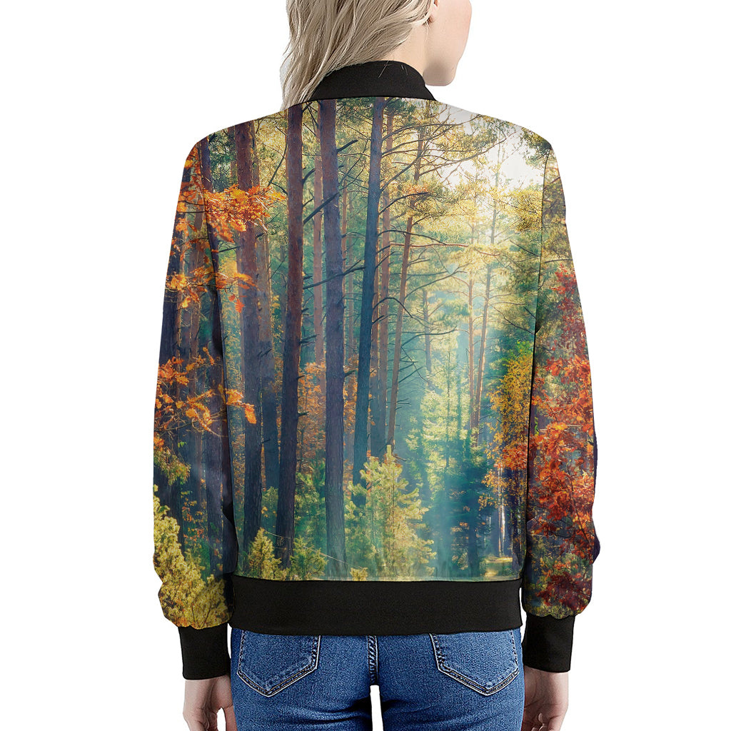 Autumn Forest Print Women's Bomber Jacket