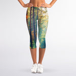 Autumn Forest Print Women's Capri Leggings