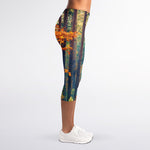 Autumn Forest Print Women's Capri Leggings