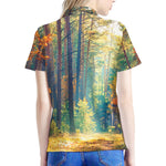 Autumn Forest Print Women's Polo Shirt