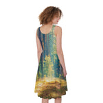 Autumn Forest Print Women's Sleeveless Dress