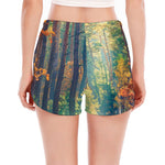 Autumn Forest Print Women's Split Running Shorts