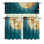 Autumn Full Moon Print 3 Piece Kitchen Curtains