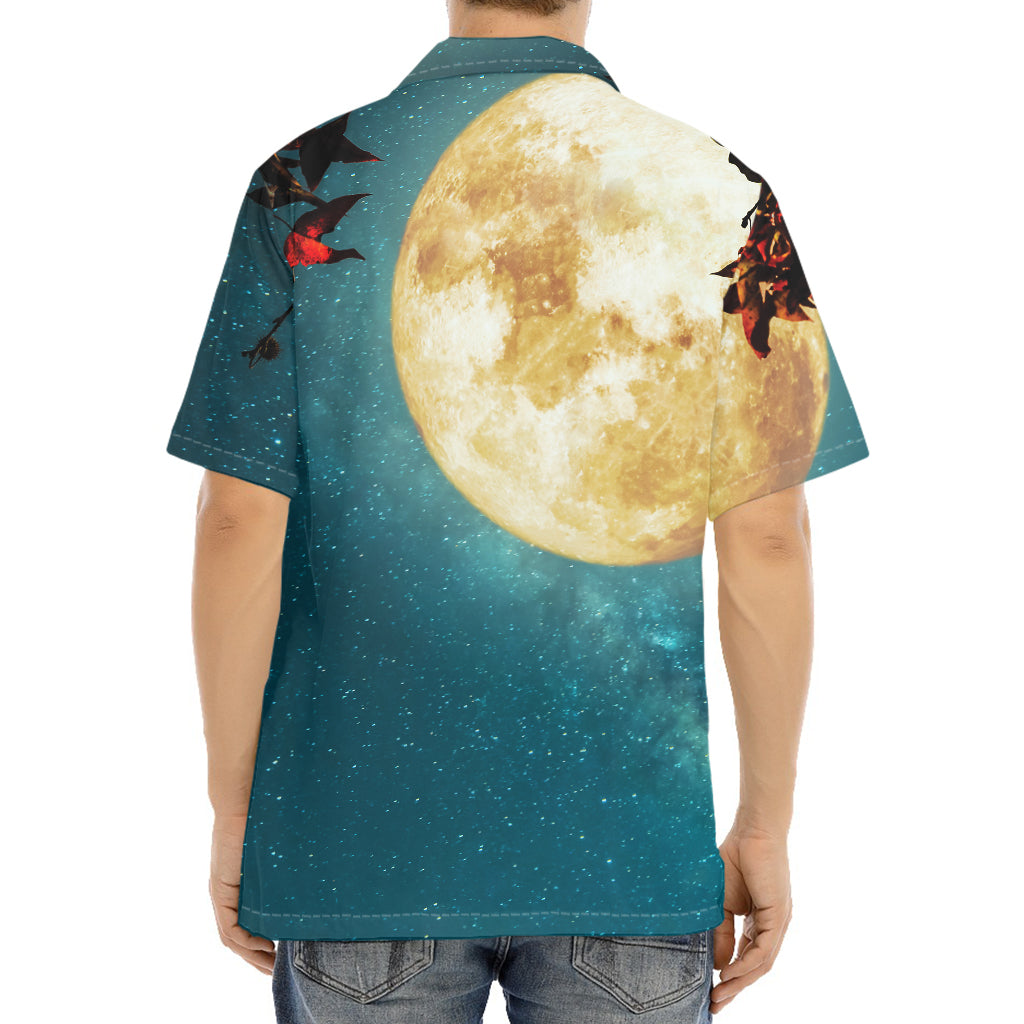 Autumn Full Moon Print Aloha Shirt