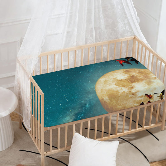 Autumn Full Moon Print Baby Crib Sheet