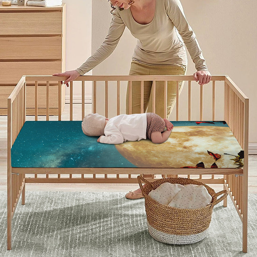 Autumn Full Moon Print Baby Crib Sheet