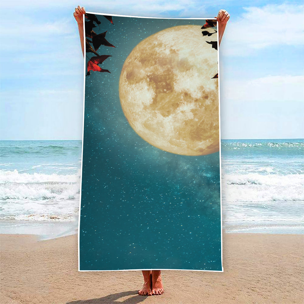 Autumn Full Moon Print Beach Towel