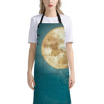 Autumn Full Moon Print Bib Apron With Pocket