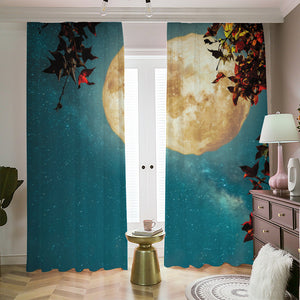 Autumn Full Moon Print Blackout Pencil Pleat Curtains