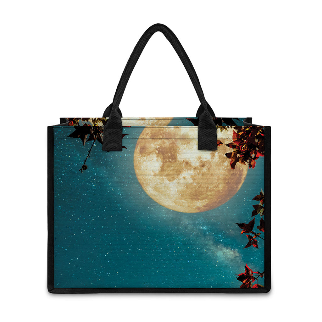 Autumn Full Moon Print Canvas Tote Bag