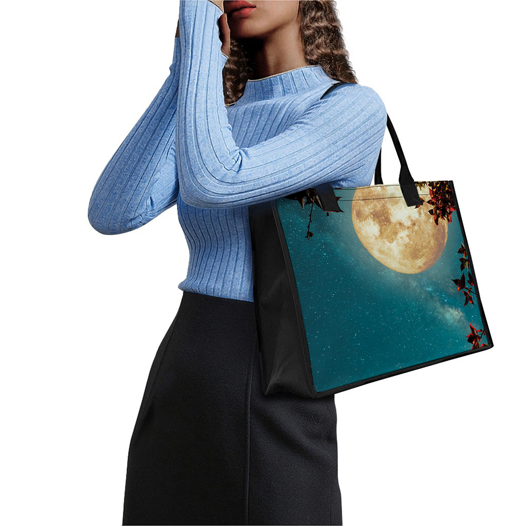 Autumn Full Moon Print Canvas Tote Bag