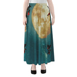 Autumn Full Moon Print Chiffon Maxi Skirt