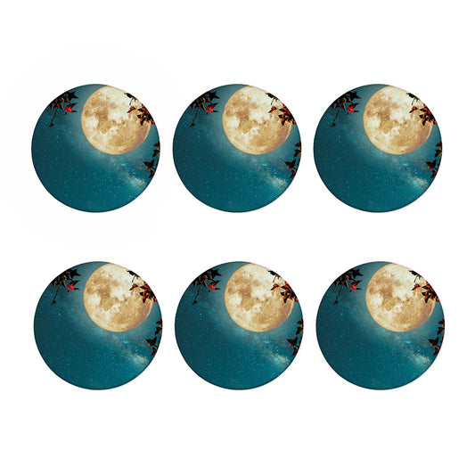 Autumn Full Moon Print Coaster Set