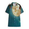 Autumn Full Moon Print Cotton Hawaiian Shirt