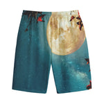 Autumn Full Moon Print Cotton Shorts
