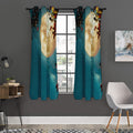 Autumn Full Moon Print Grommet Curtain Panels