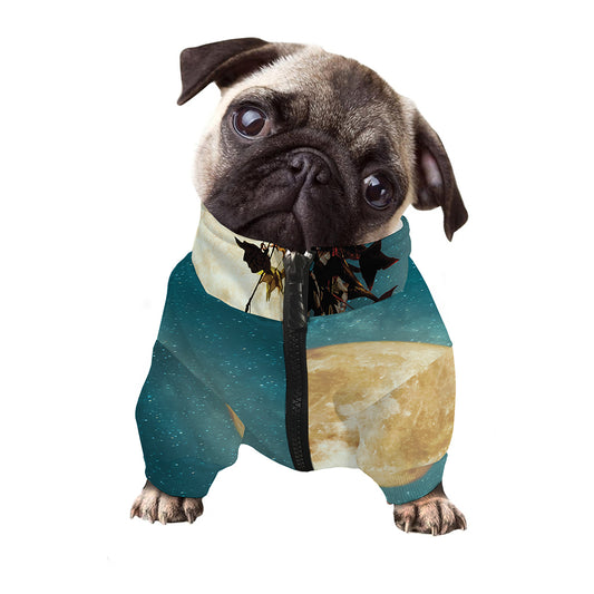 Autumn Full Moon Print Dog Zip Up Jacket