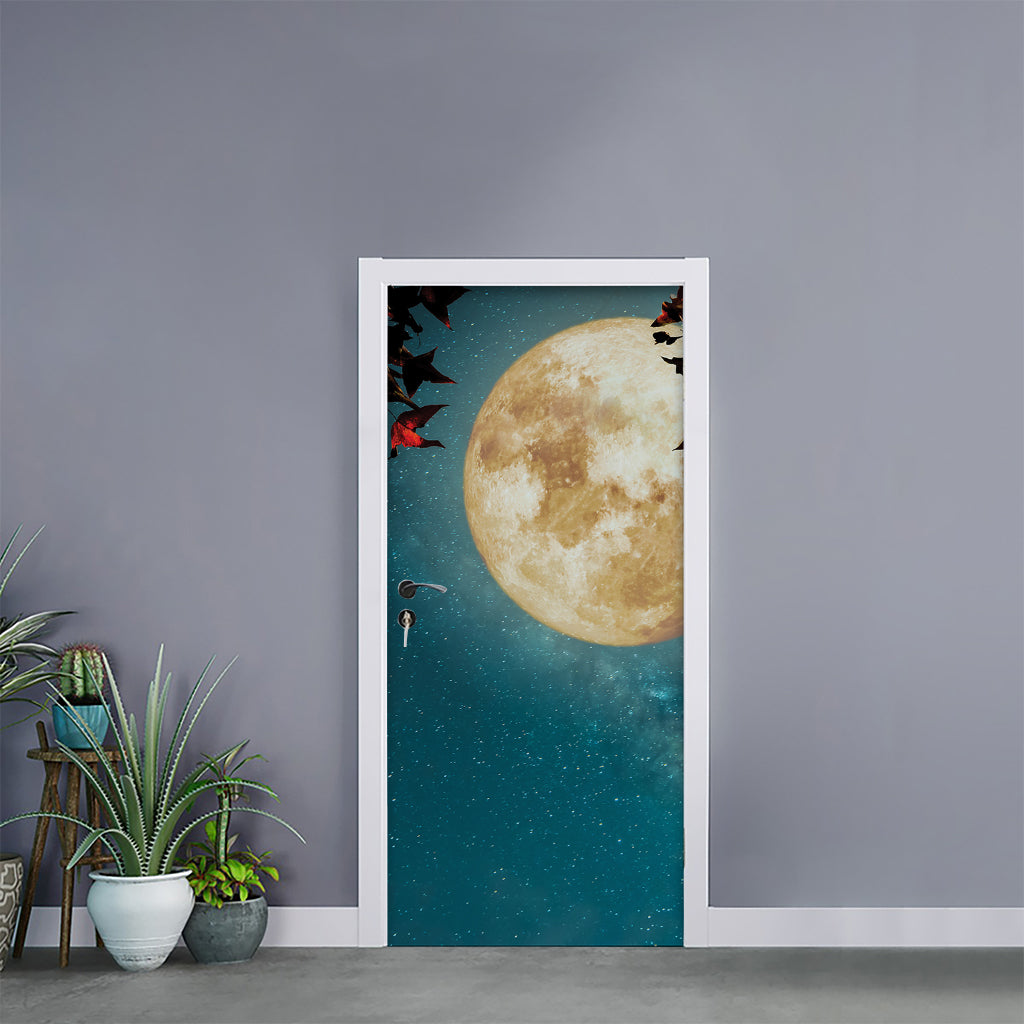 Autumn Full Moon Print Door Sticker