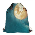 Autumn Full Moon Print Drawstring Bag