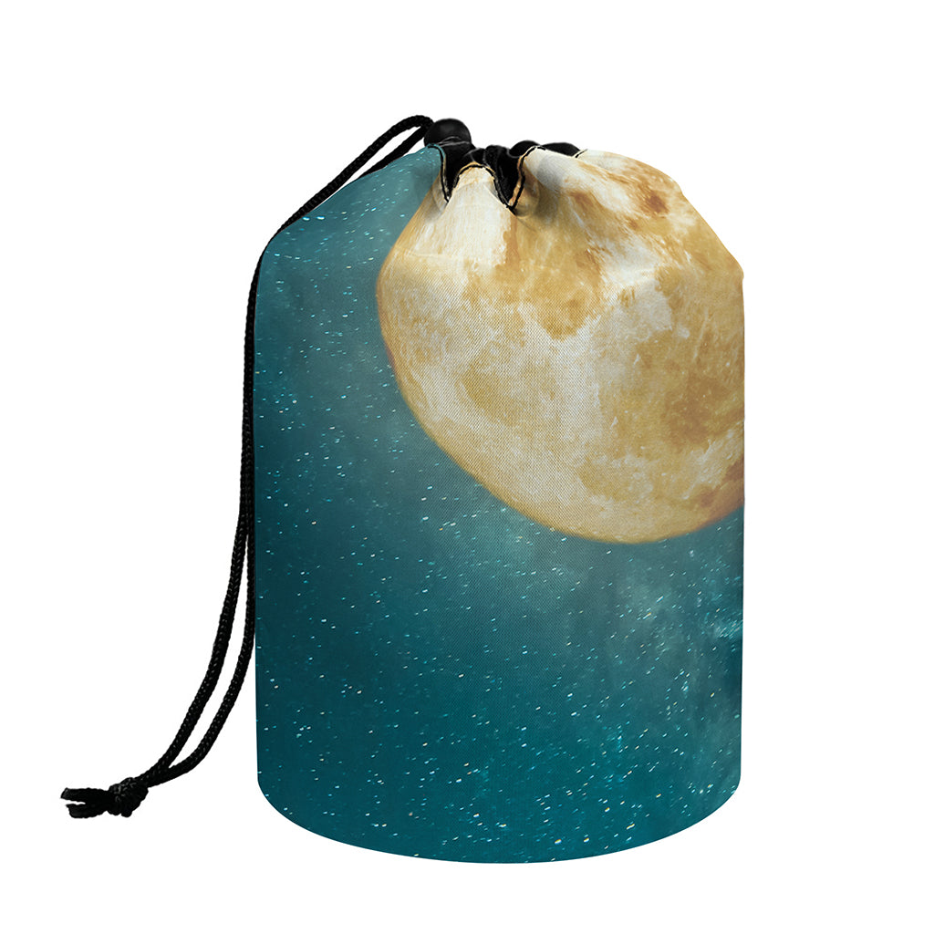 Autumn Full Moon Print Drawstring Makeup Bag