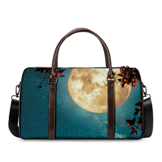 Autumn Full Moon Print Duffle Bag