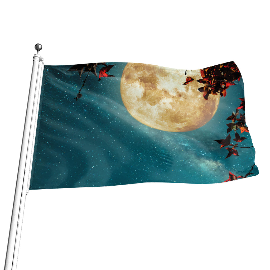 Autumn Full Moon Print Flag