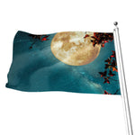 Autumn Full Moon Print Flag