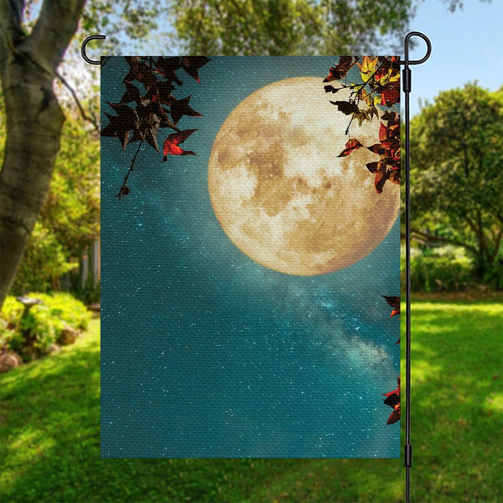 Autumn Full Moon Print Garden Flag