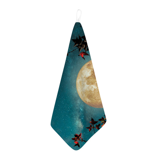 Autumn Full Moon Print Hand Towel