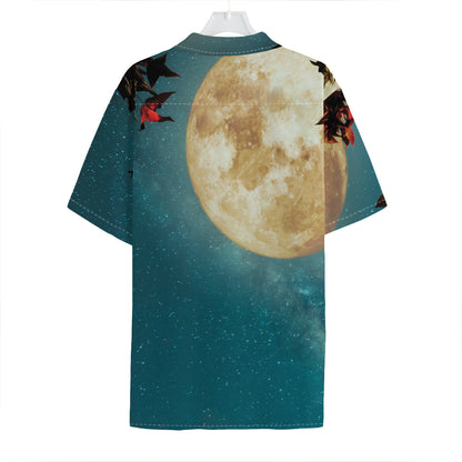 Autumn Full Moon Print Hawaiian Shirt
