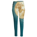 Autumn Full Moon Print High-Waisted Pocket Leggings