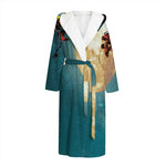 Autumn Full Moon Print Hooded Bathrobe