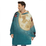 Autumn Full Moon Print Hoodie Blanket