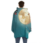 Autumn Full Moon Print Hoodie Blanket